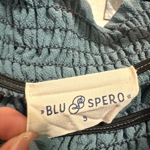 Women's Off-Shoulder Ruffle Top - Blue - Picture 3 of 3